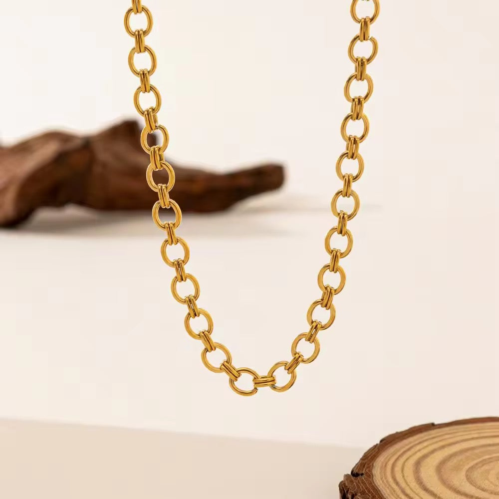 Bold Gold Plated Adjustable Chain Necklace