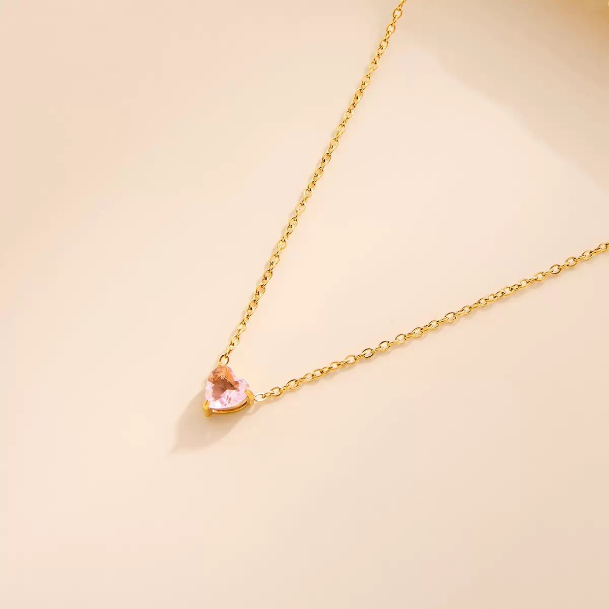 Heart Birthstone Dainty Pendant Necklace