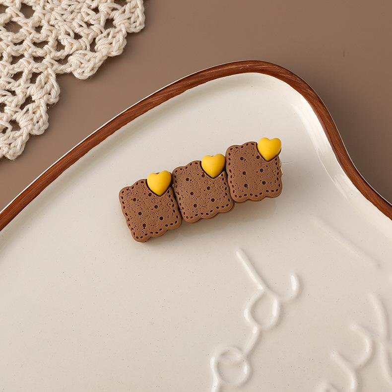 Biscuit Cute Japanese Bangs Hairpin - Brown