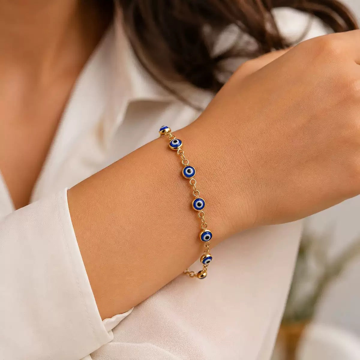 Classic Greek Evil Eye Station Bracelet