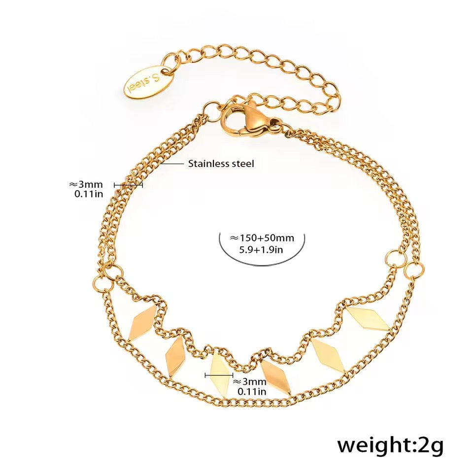 18K Gold Plated Double-Layer Diamond Station Bracelet