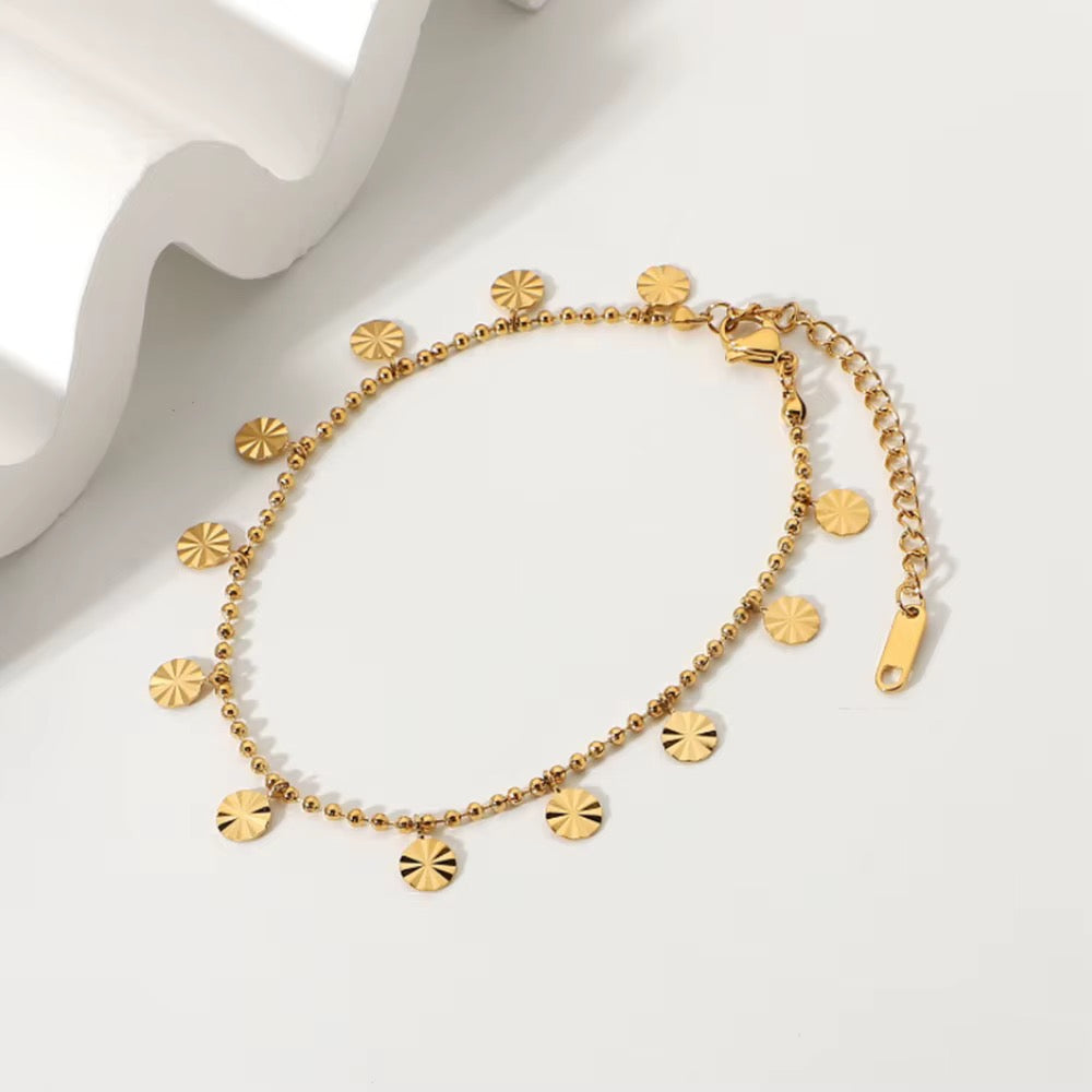 Sunburst Charm Dainty Gold Anklet