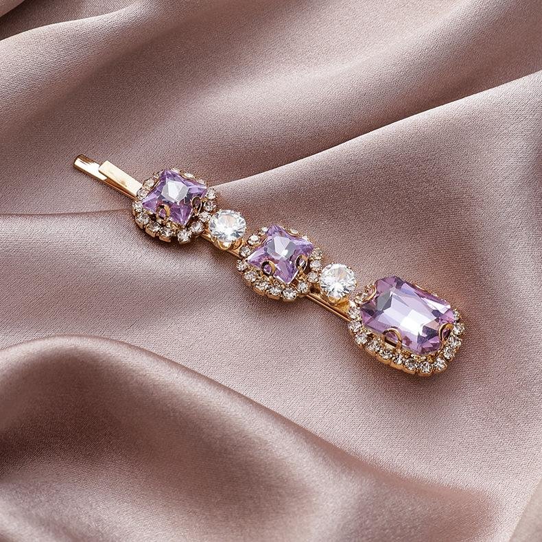 Retro Star Purple Rhinestone & Diamond Hairpin