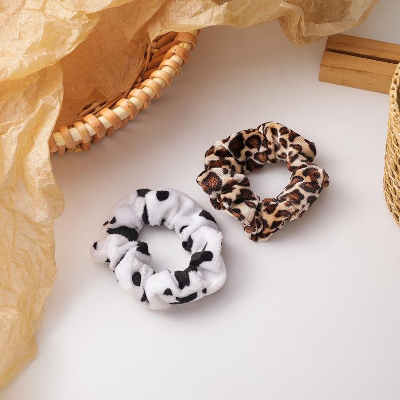 French Striped Coral Velvet Combination Hair Band Scrunchies