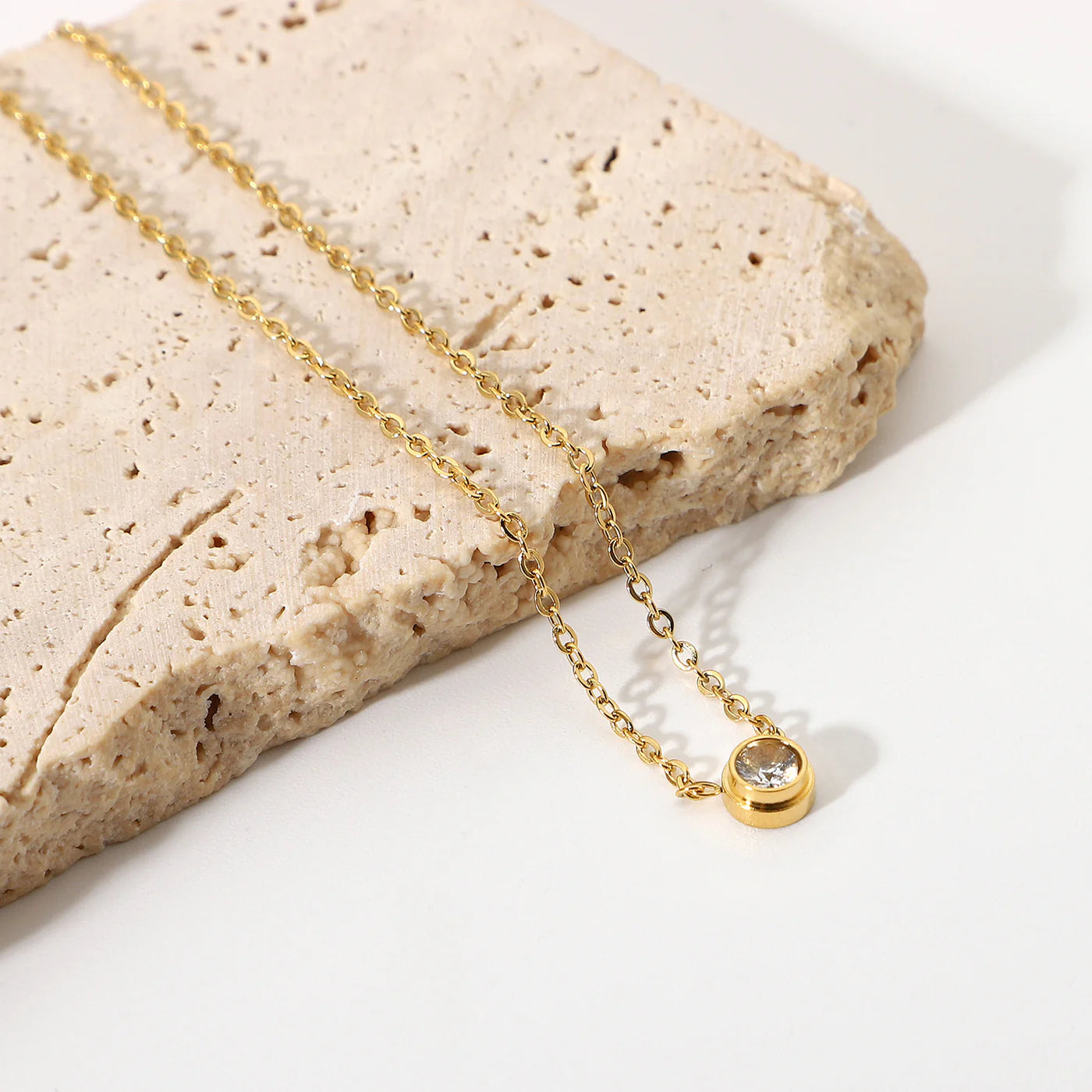 Gold Plated Minimal Elegant Crystal Studded Necklace