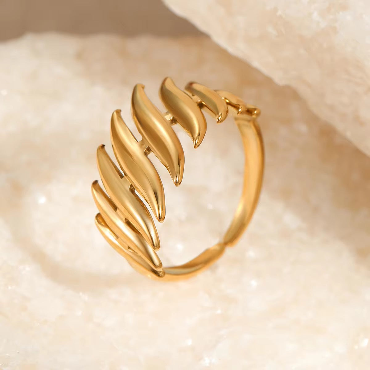 Gold Plated Wave Edge Adjustable Ring