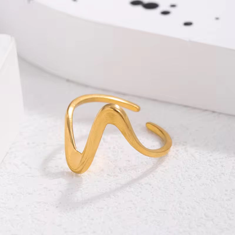 Modern Abstract Adjustable Gold Plated Ring