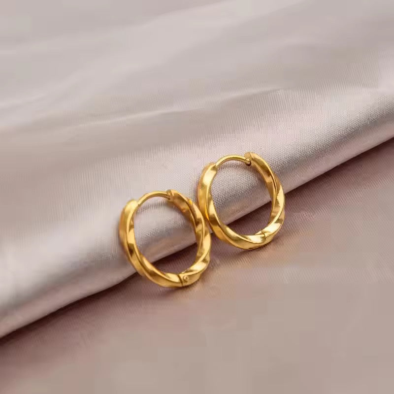 Small Twisted Circles Gold Plated Earrings