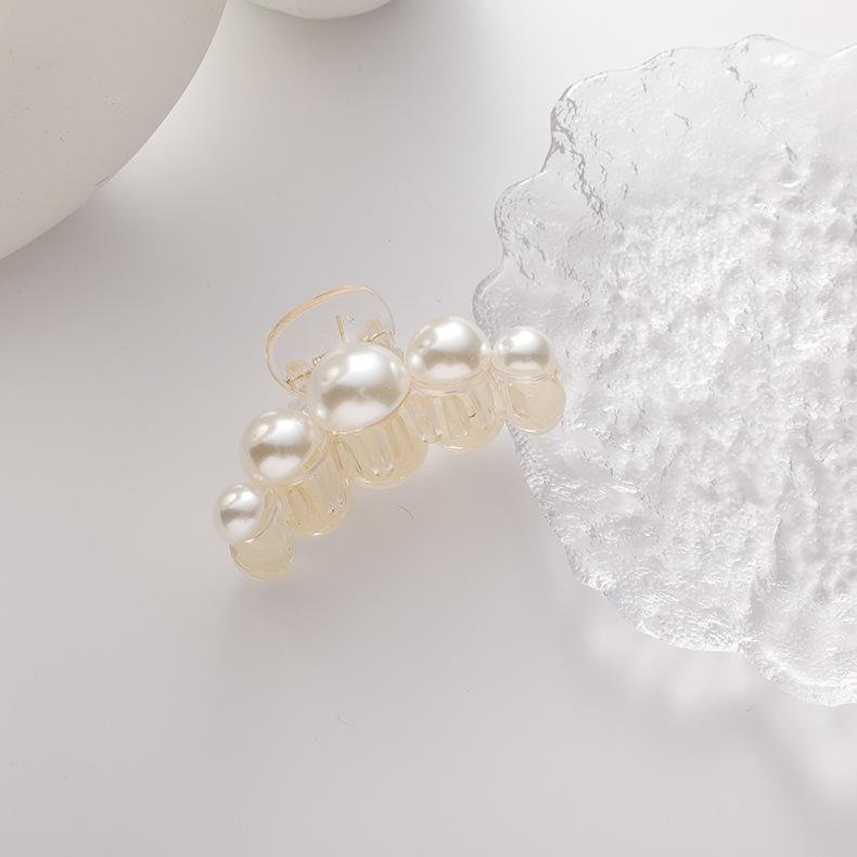 Studded Pearl Hair Clip Catcher - Off White