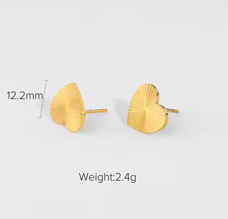 Gold Plated Heart-Shaped Stud Earrings