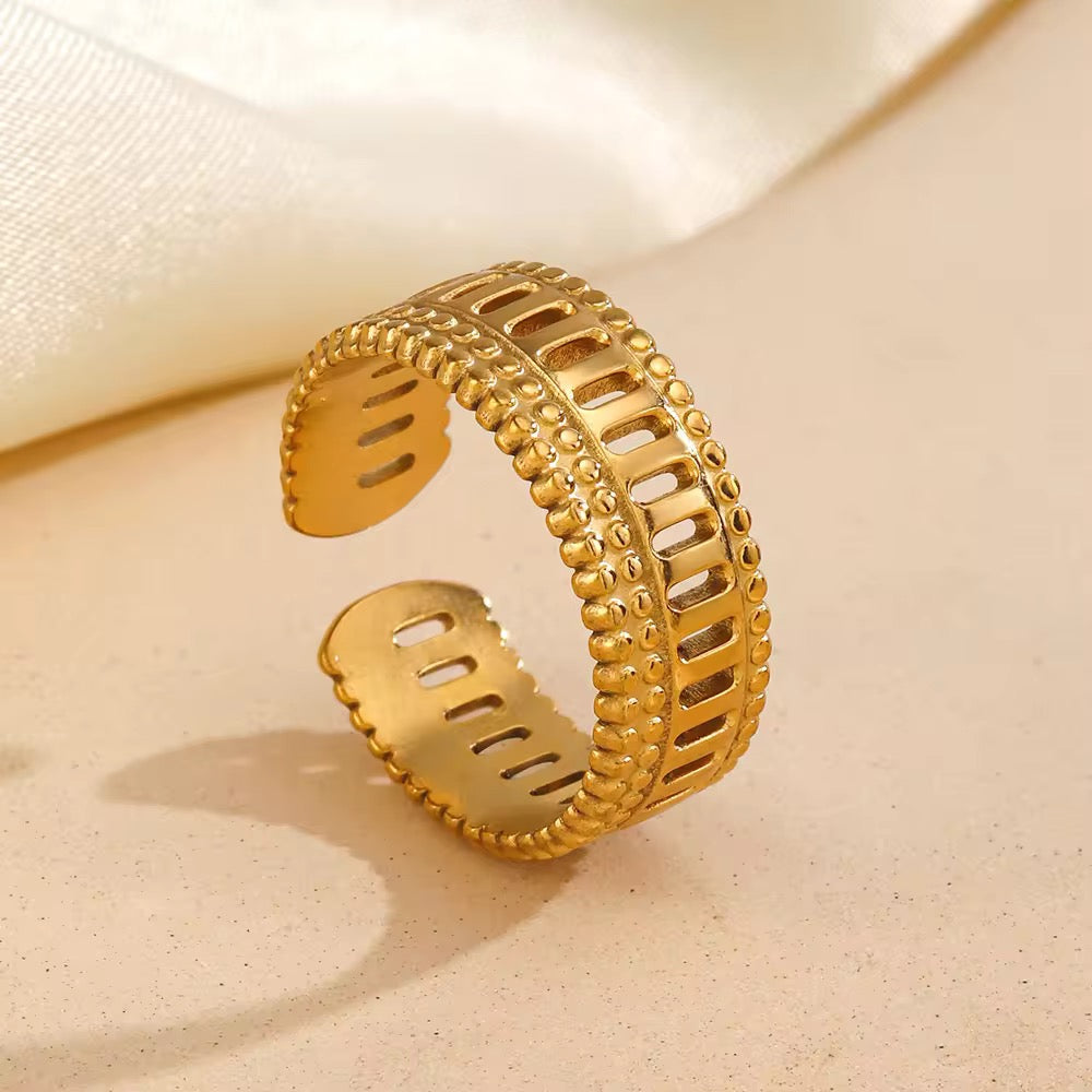 Gold Plated Textured Adjustable Ring