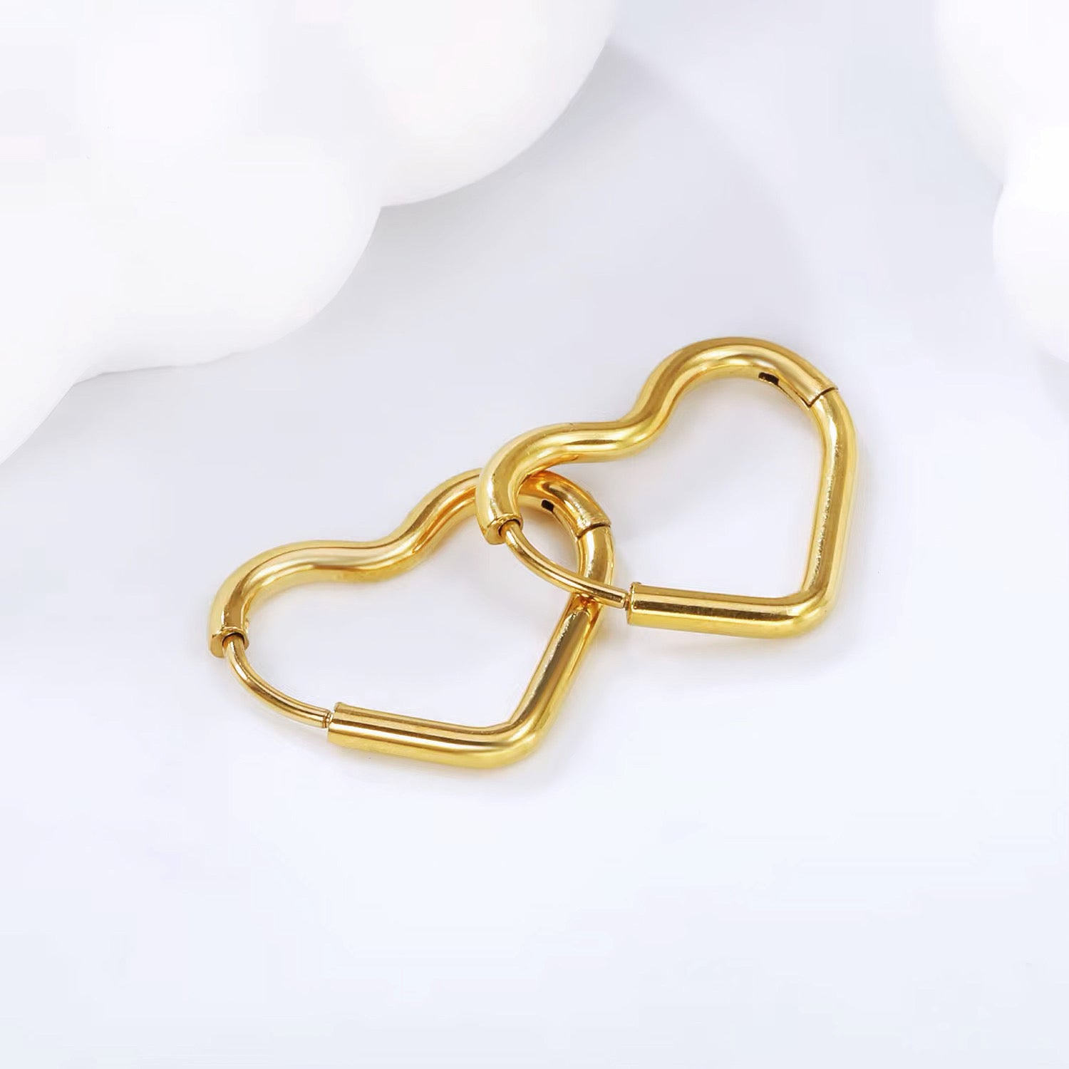 Gold Plated Heart Hoop Earrings