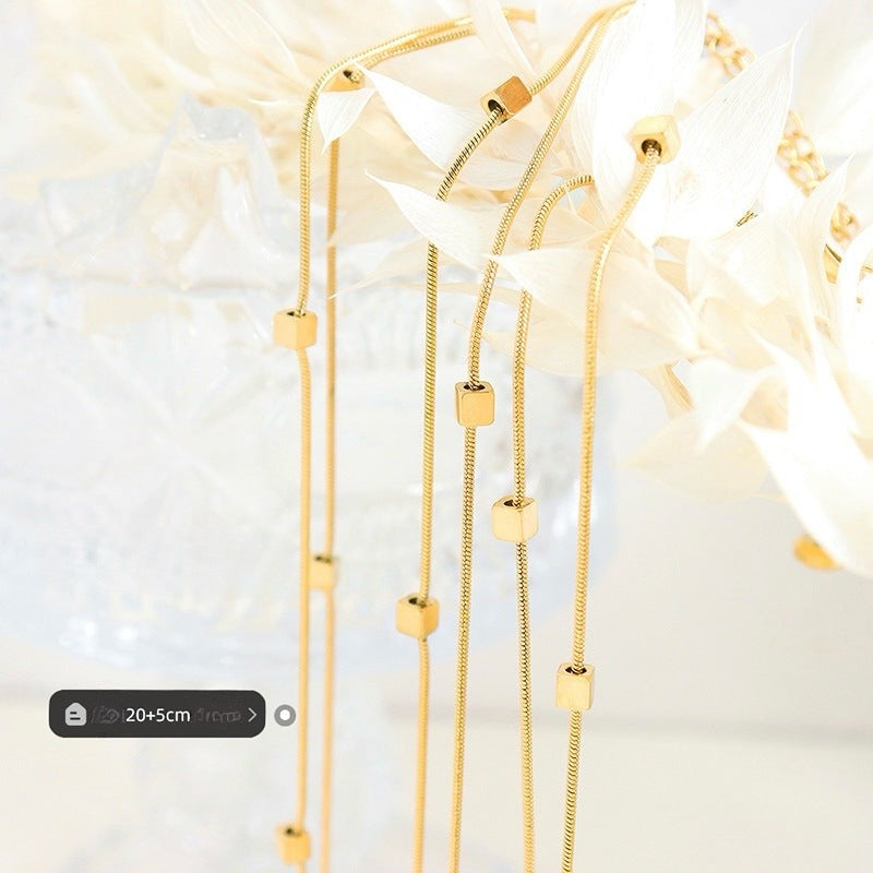 Double Layered Cubes Studded Anklet