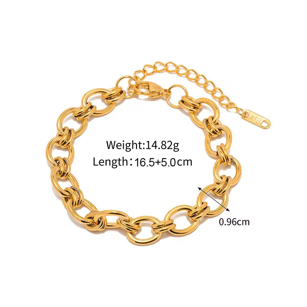 18K Gold Plated Figaro Chain Chunky Bracelet