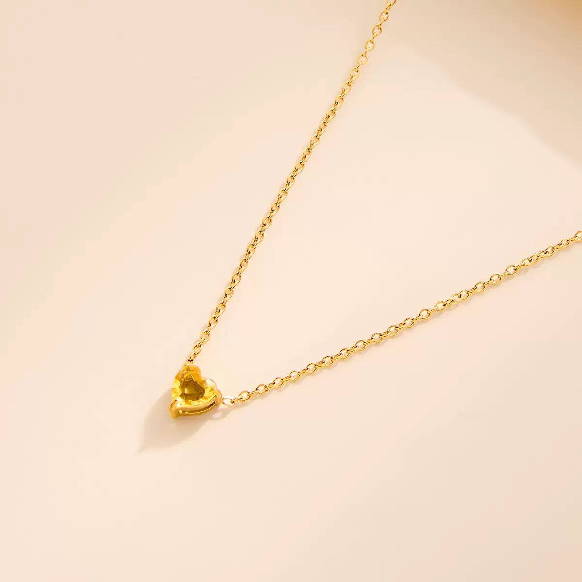 Heart Birthstone Dainty Pendant Necklace