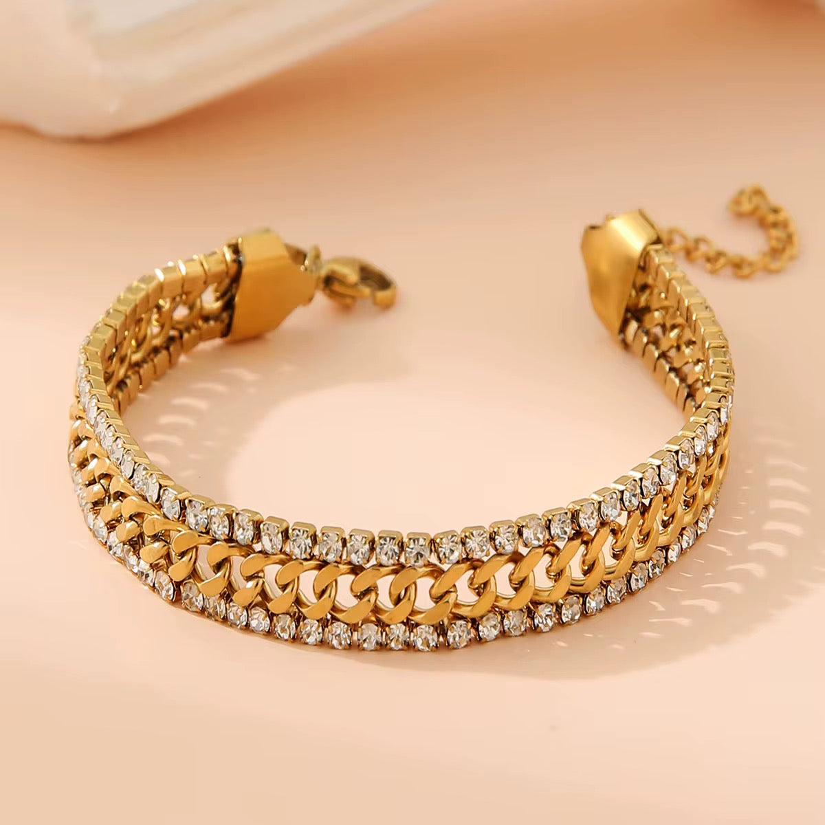 Crystal Edge Cuban Link Bracelet
