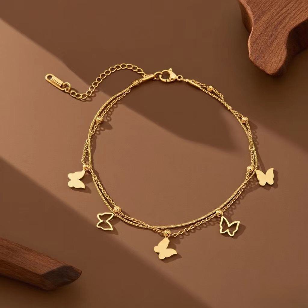 Gold Plated Butterfly Charm Anklet
