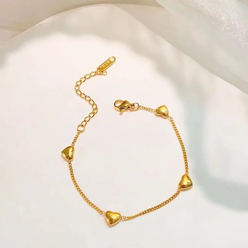Minimal Heart Charm Gold Plated Bracelet