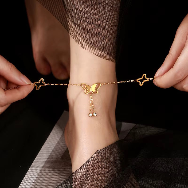 Golden Butterfly Dangle Anklet