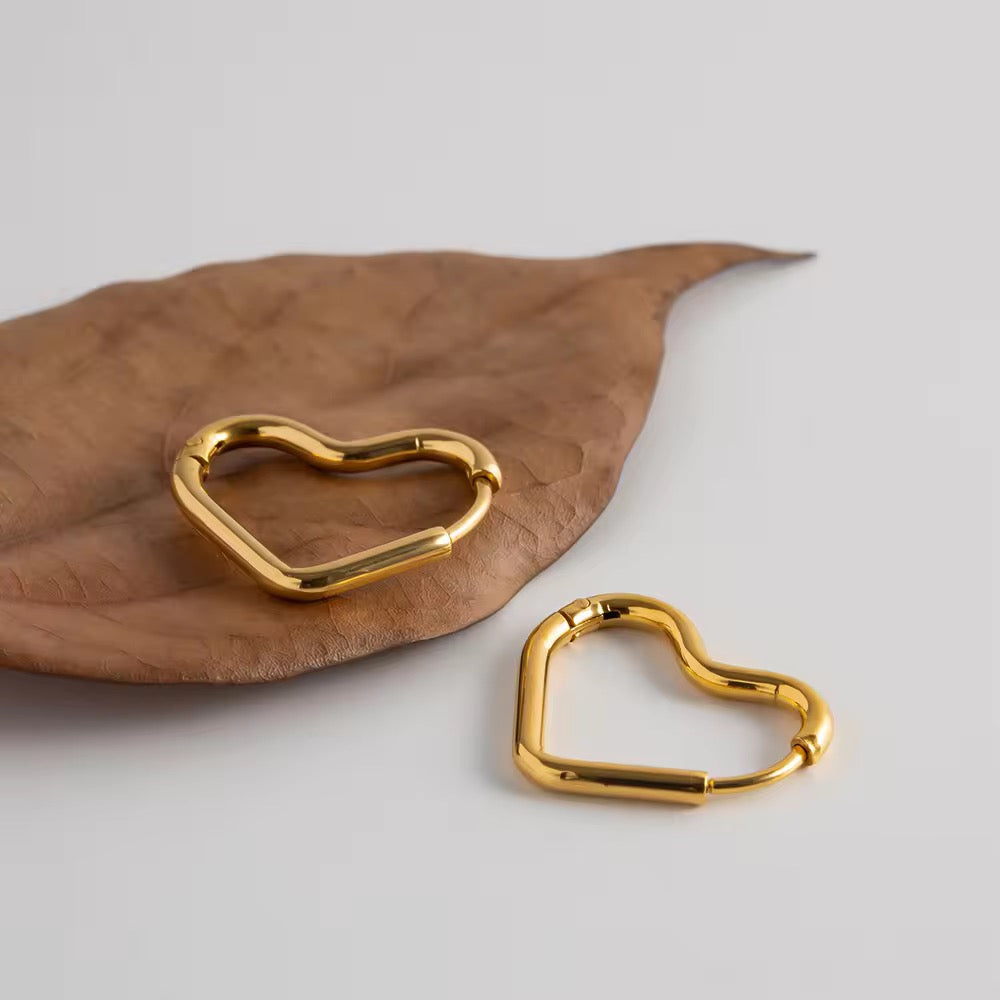 Gold Plated Heart Hoop Earrings