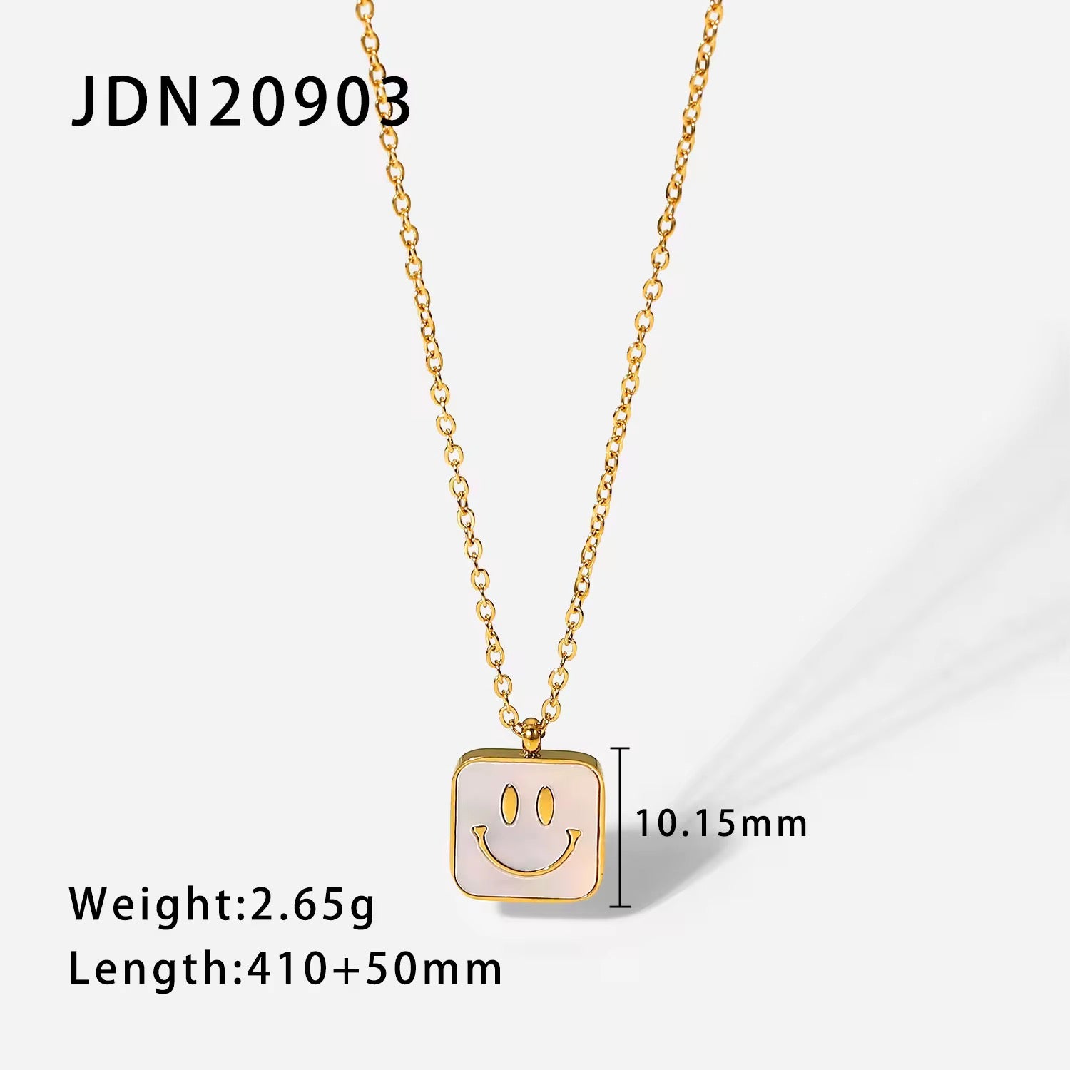 Gold Plated Square Smiley Face Necklace