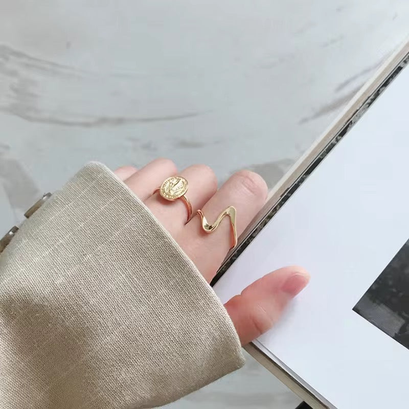 Modern Abstract Adjustable Gold Plated Ring