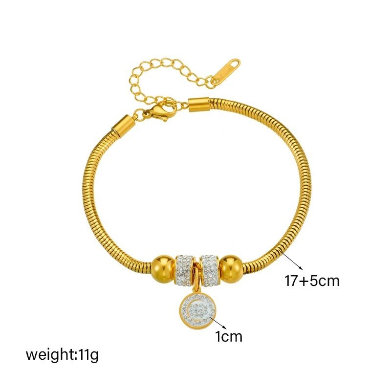 Thick Crystal Studded Bangle Shaped Bracelet