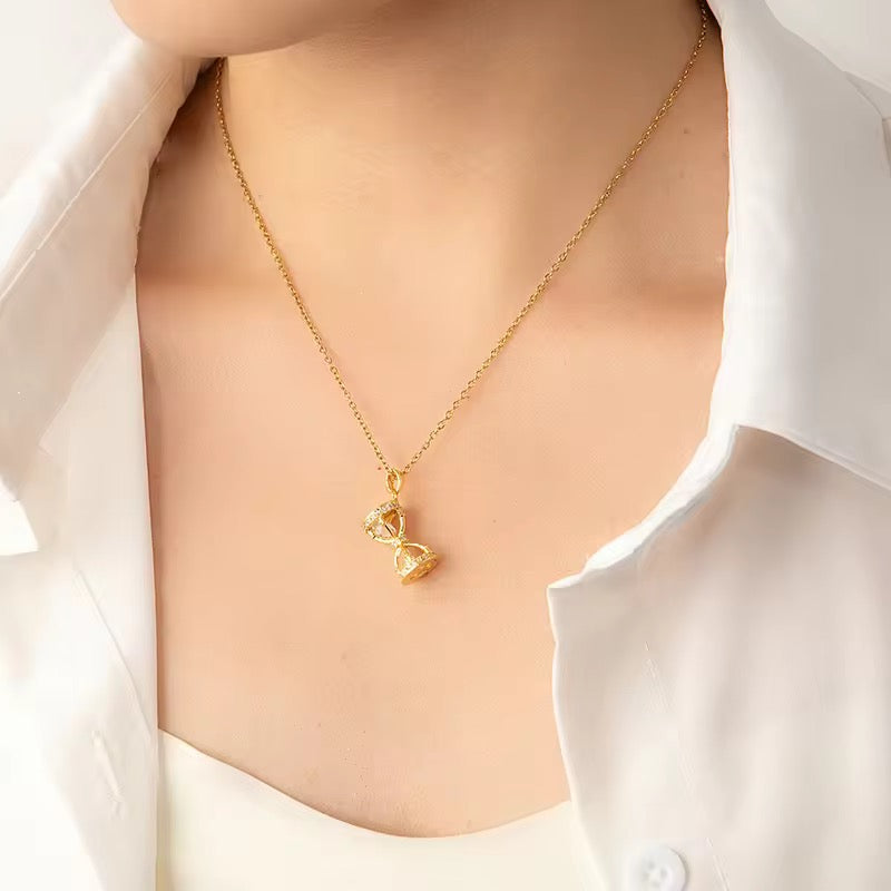 Gold-Tone Crystal Hourglass Pendant Necklace