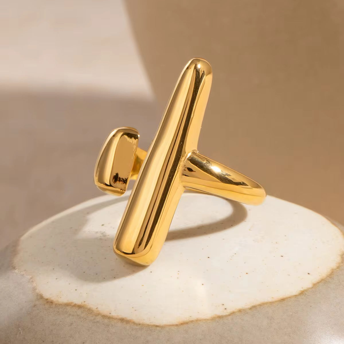 Adjustable Bold Statement Gold Plated Ring
