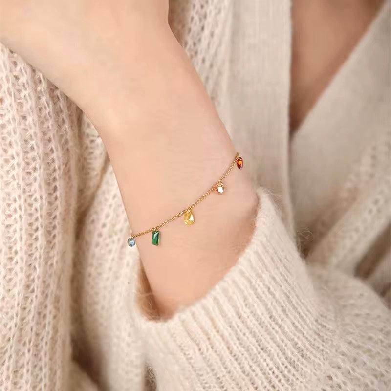 Multi-Colored Crystal-Studded Bracelet