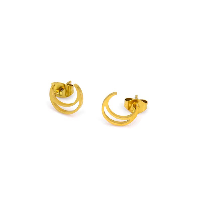 Gleaming Crescent Hollow Moon Earrings