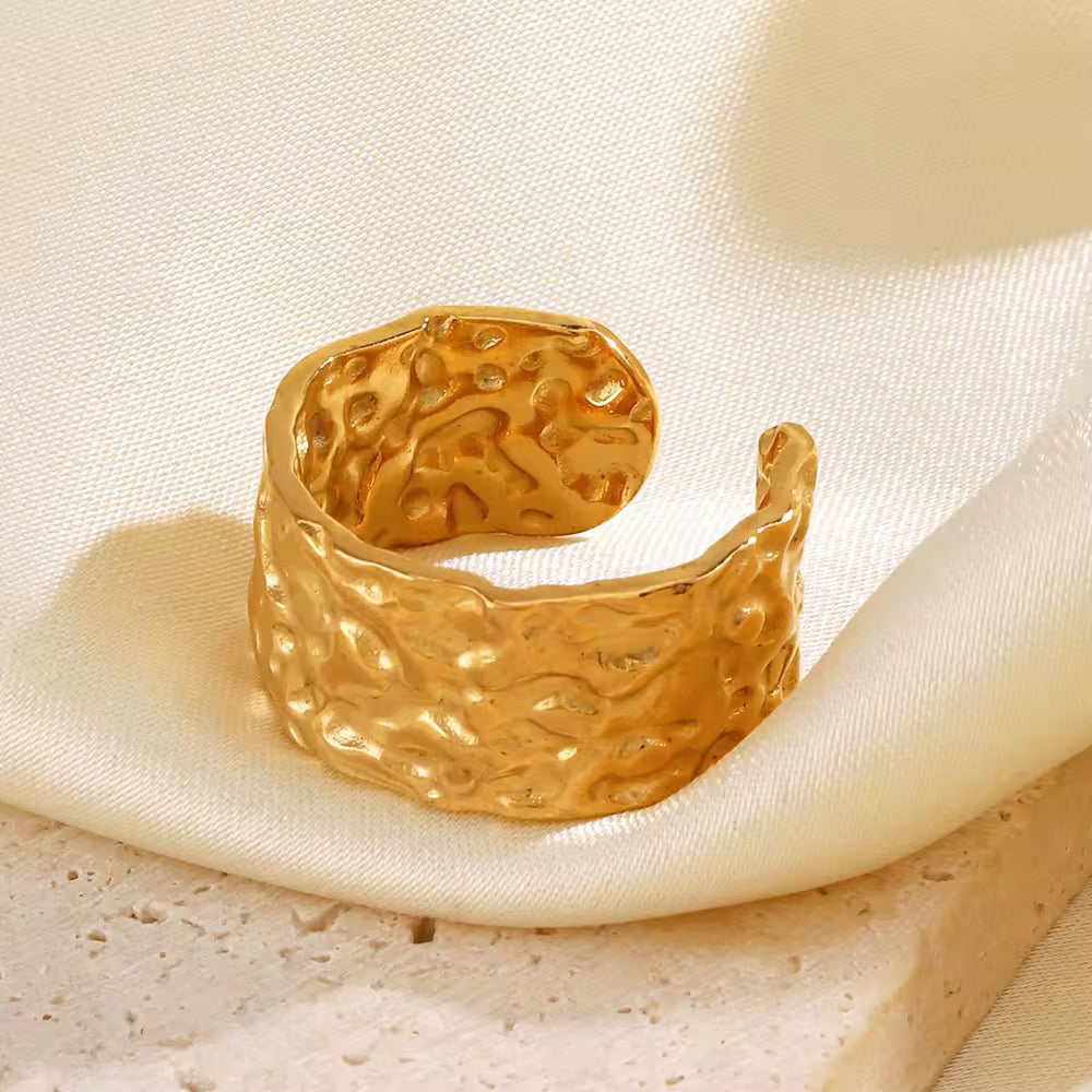 Gold Plated Hammered Adjustable Ring