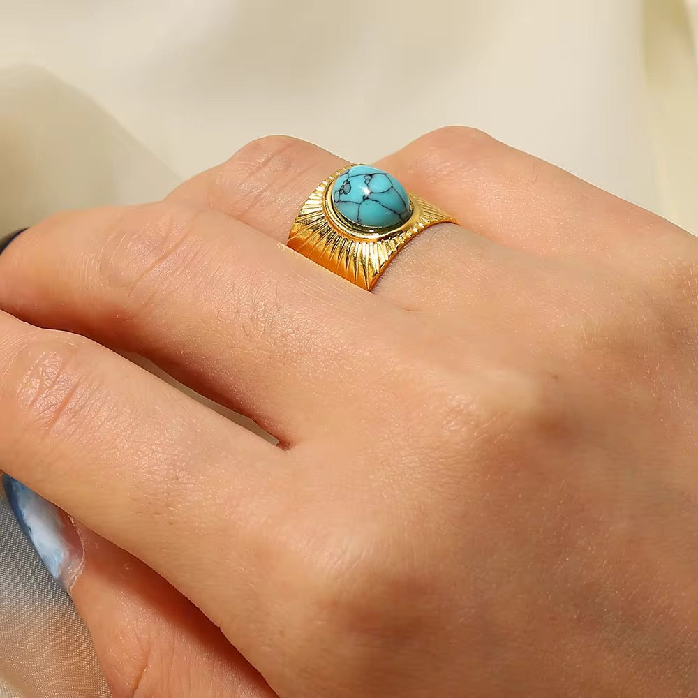 Gold Plated Turquoise Adjustable Ring