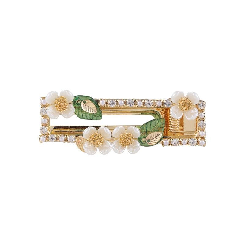 Green Leaf Pear Flower Hair Clip -