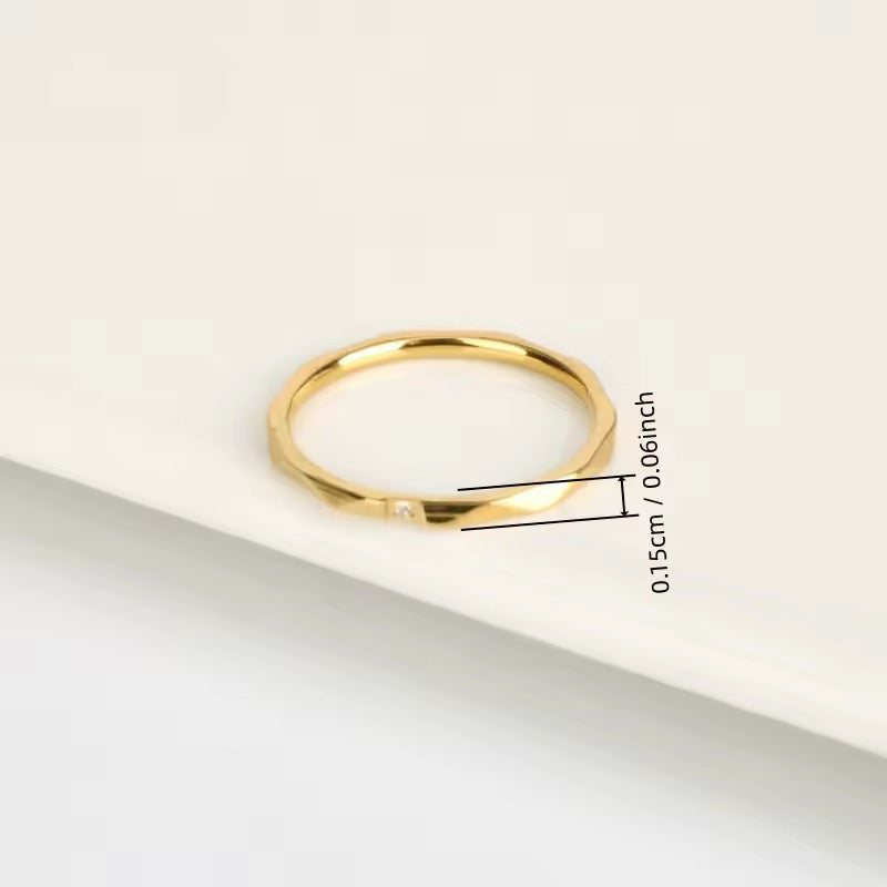 Dainty Faceted Gold-Plated Ring with Cubic Zircon