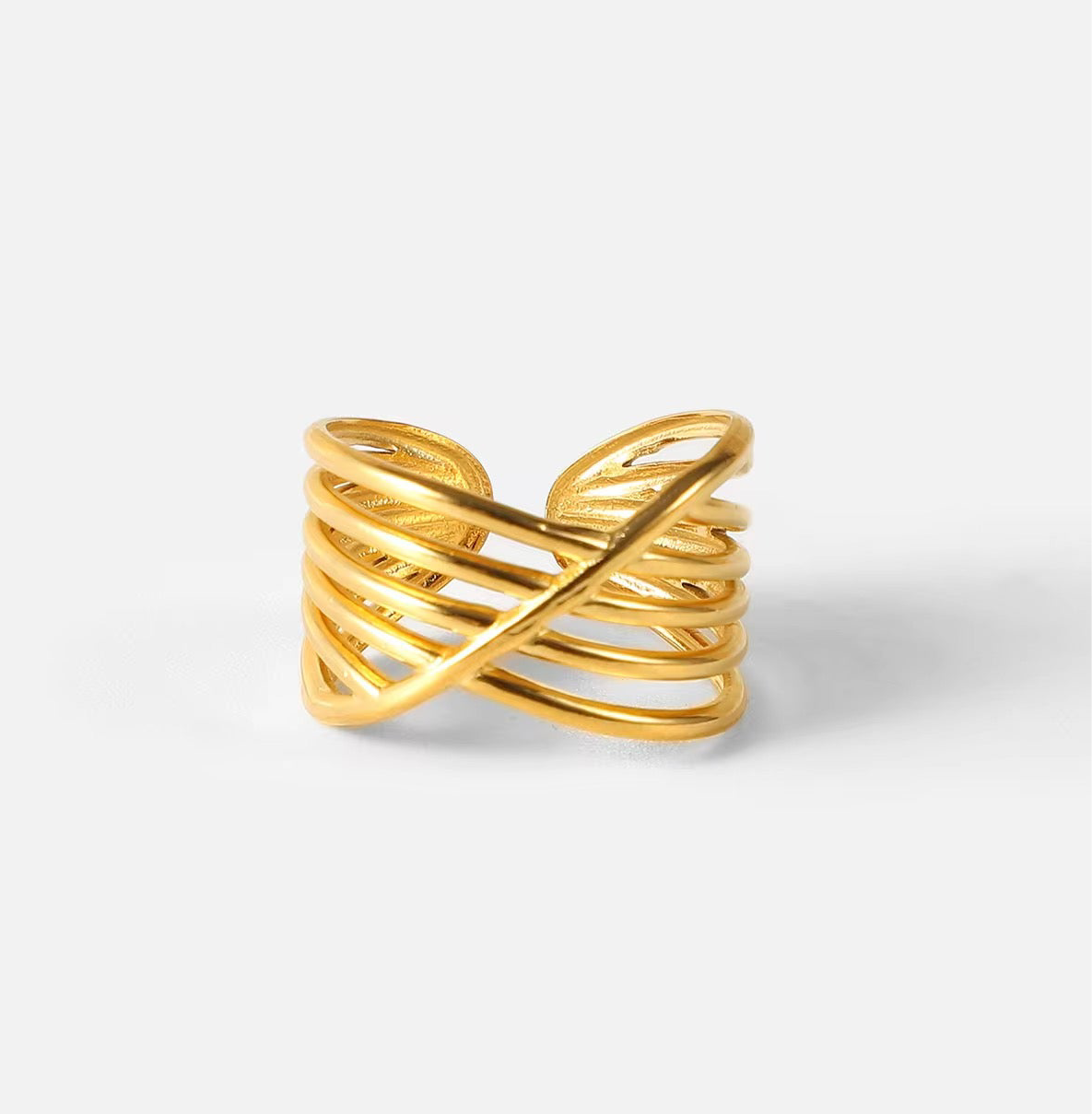 Gold Plated Multi-Band Crossover Ring