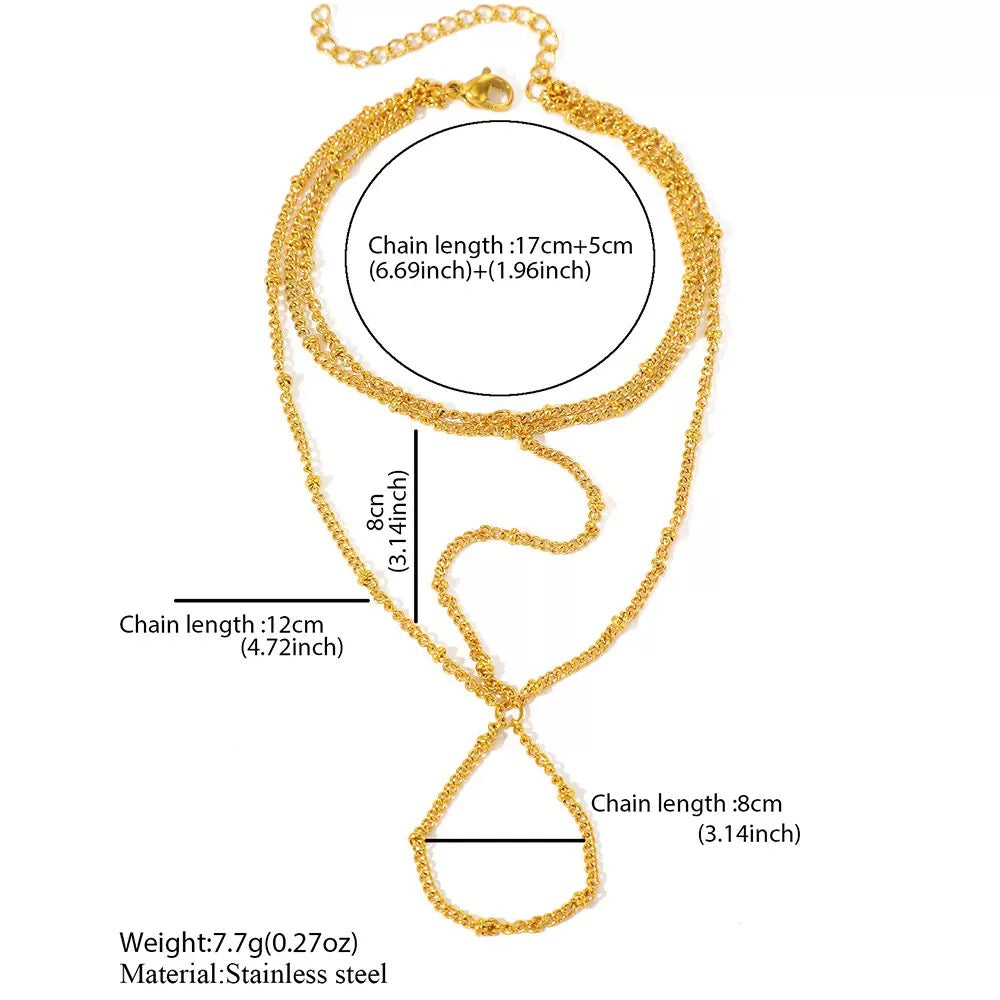 Gilded Layered Ring Handchain