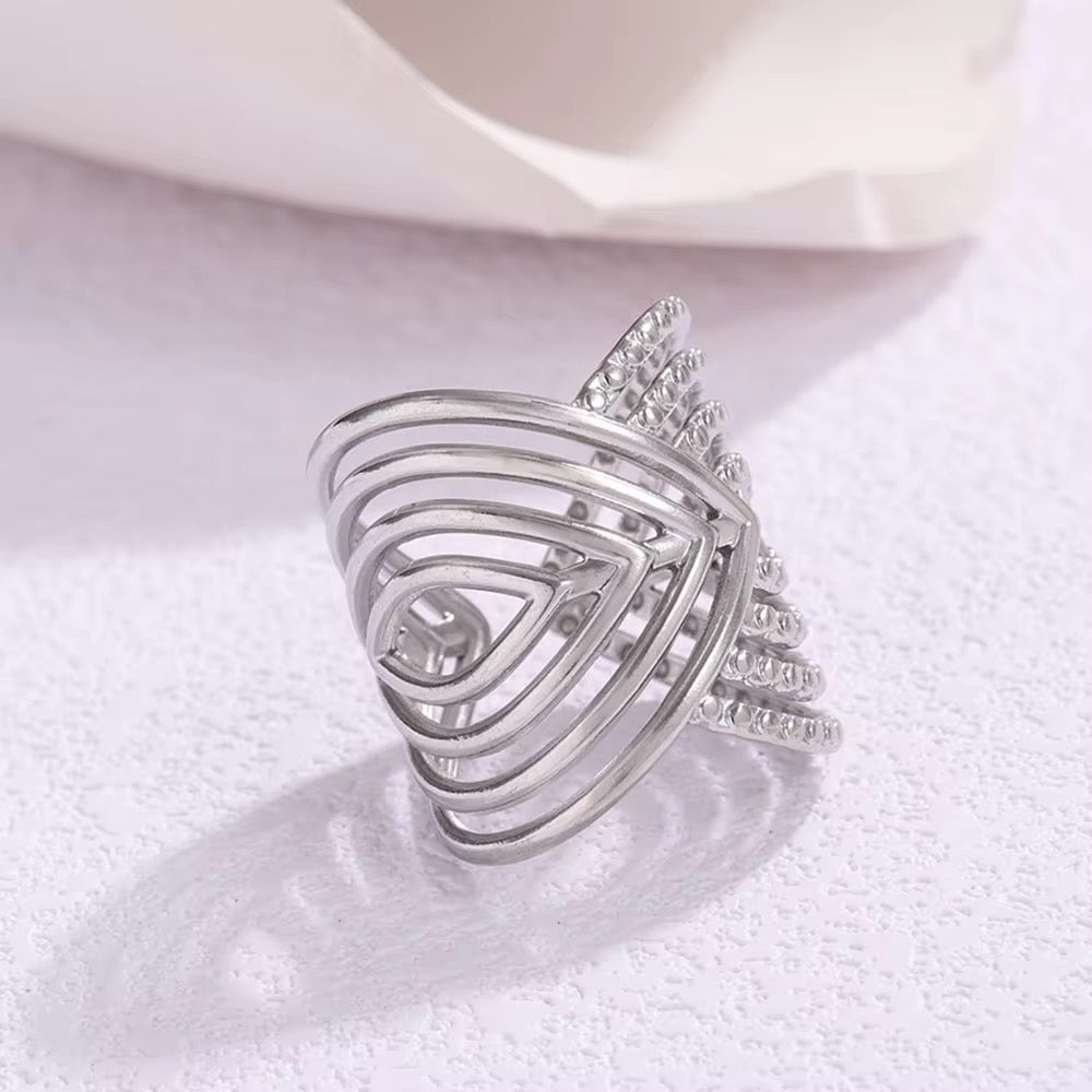 Silver Geometric Wrap Adjustable Ring