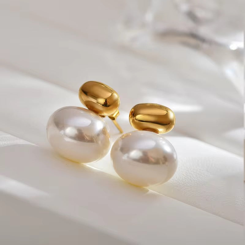 Gold-Plated Pearl Drop Earrings â€“ Classic and Elegant