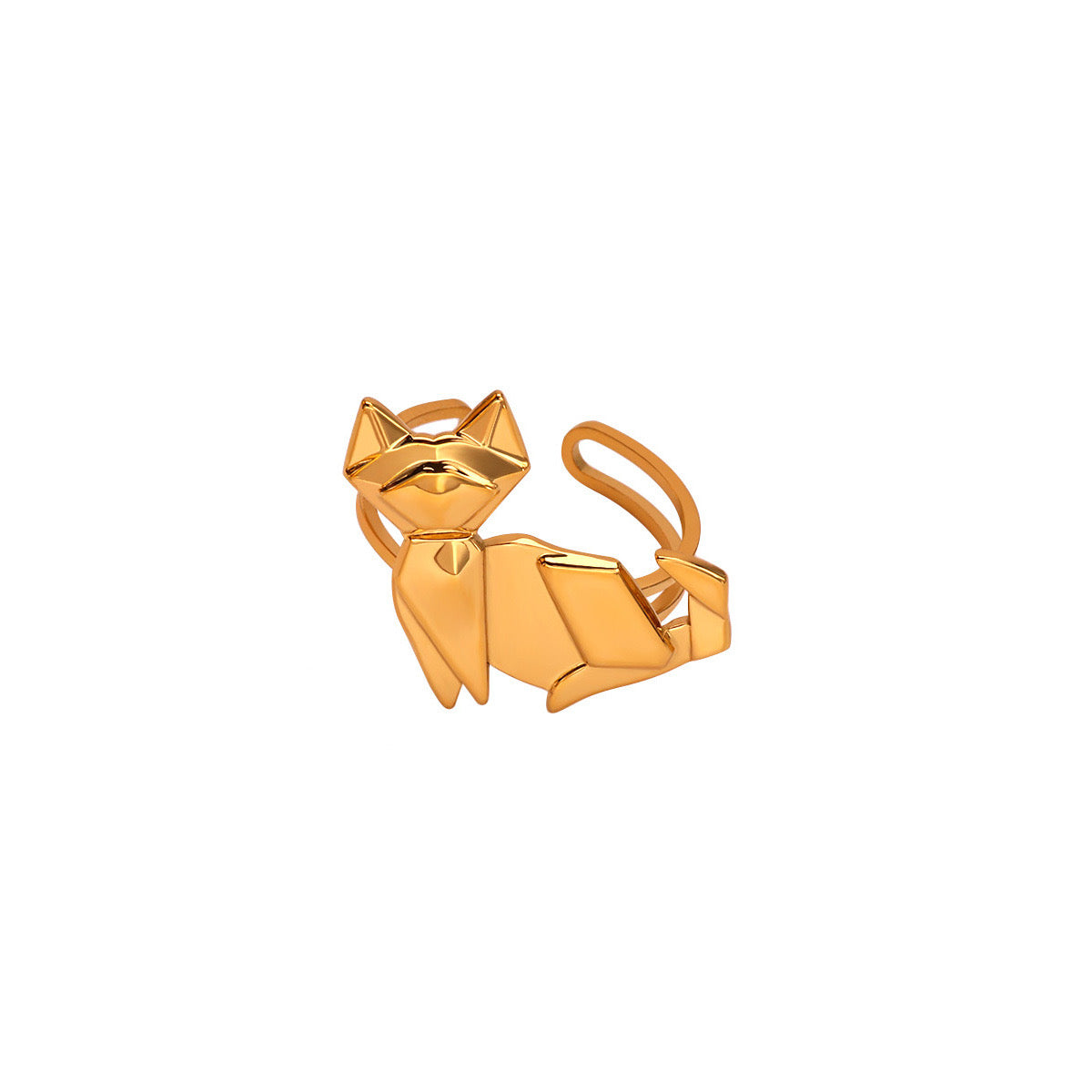 Gold Plated Origami Cat Ring