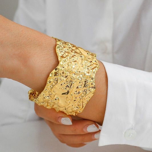 Sun-Kissed Gold Cuff - Summer Statement Jewelry