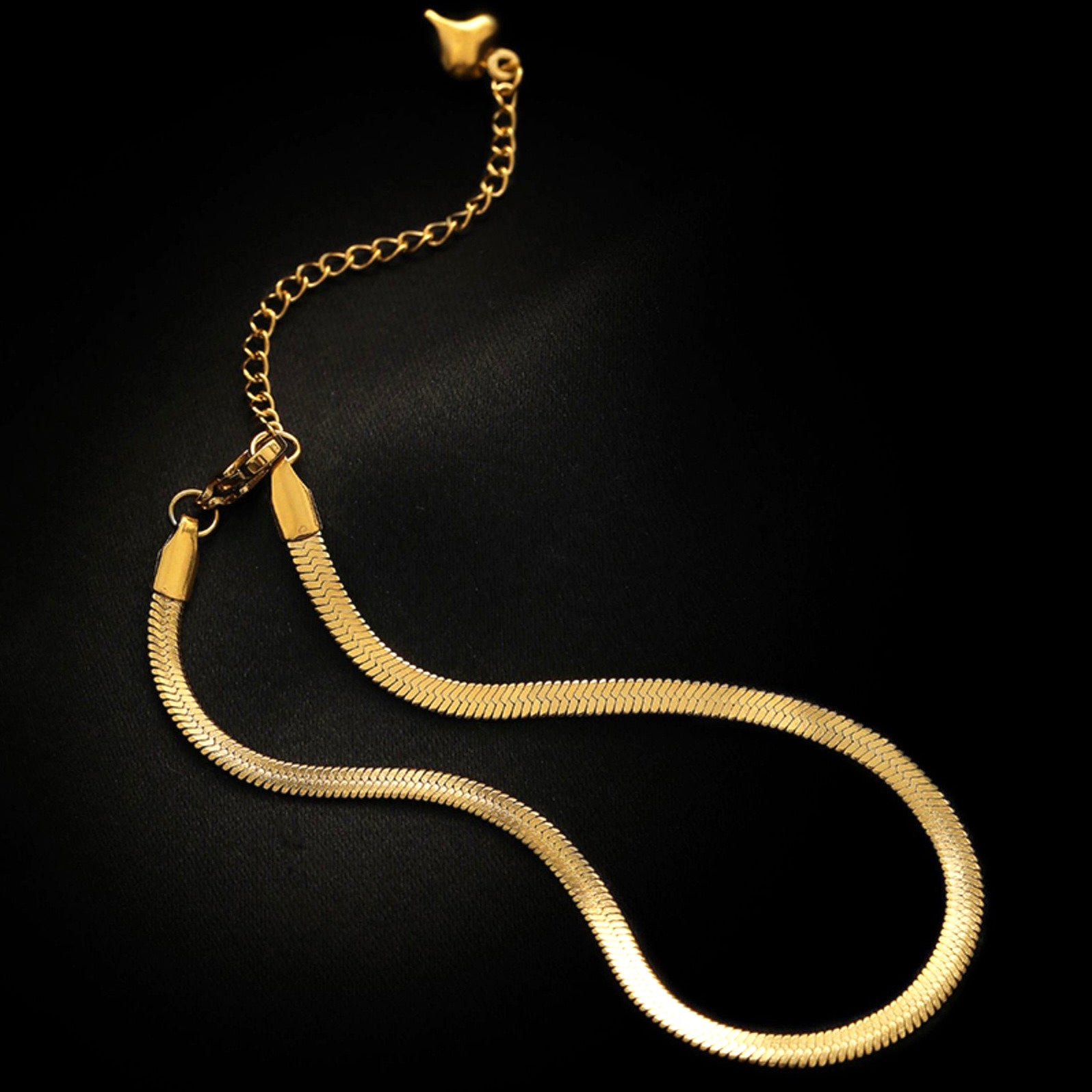 Minimalist Gold Plated Herringbone Anklet