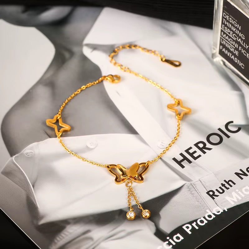Golden Butterfly Dangle Anklet