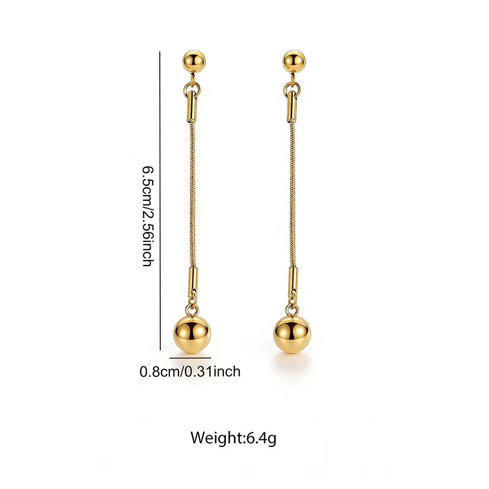 Aurelia Long Gold Ball Pendant Earrings