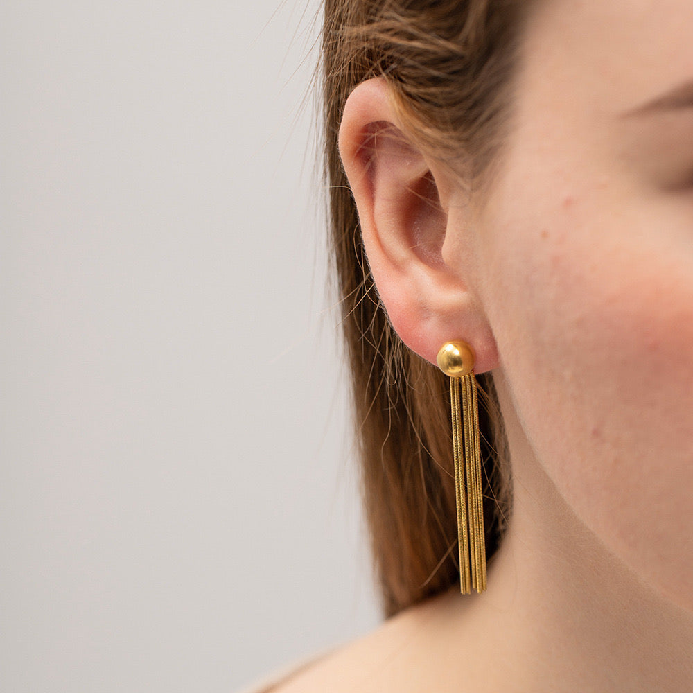Bold and Long Gold Plated Earrings