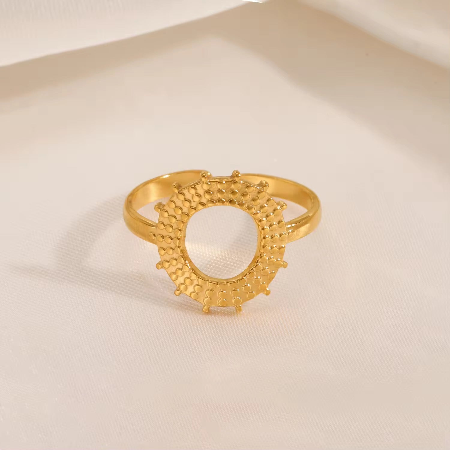 Gold Plated Adjustable Sunburst Ring
