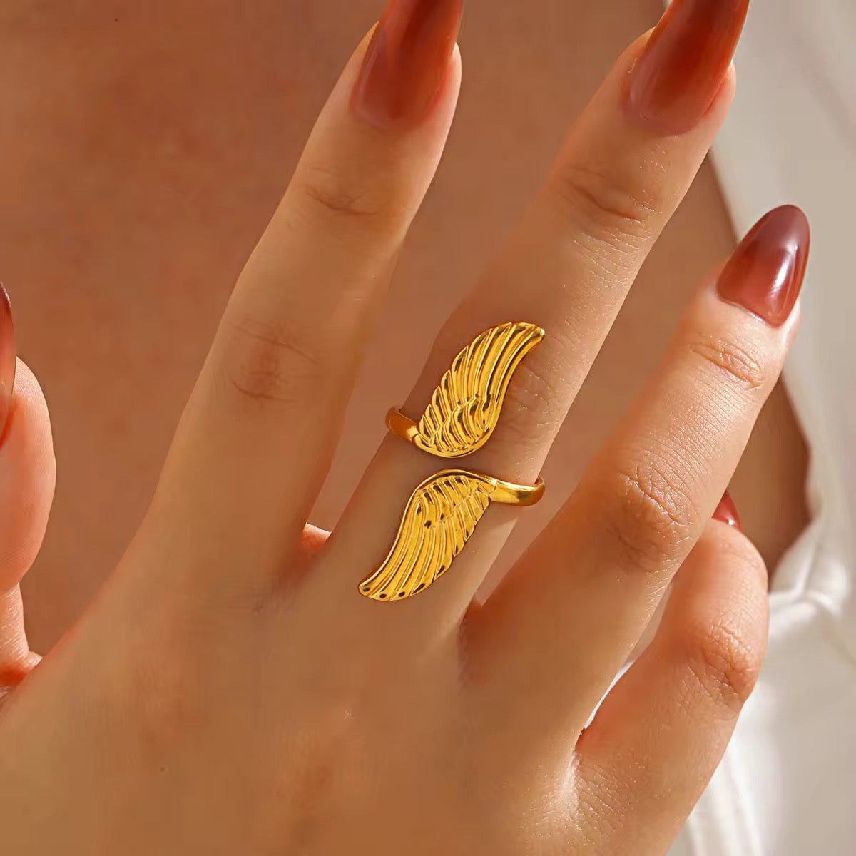 Gold Plated Winged Adjustable Ring