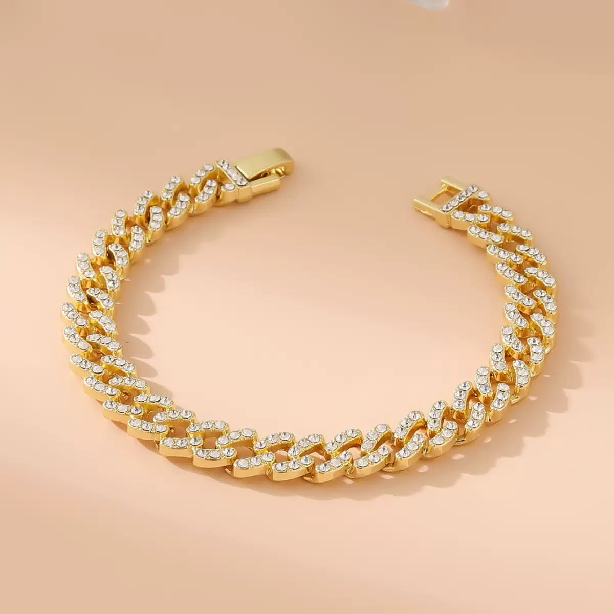 18K Gold Plated Pavé Cuban Link Bracelet