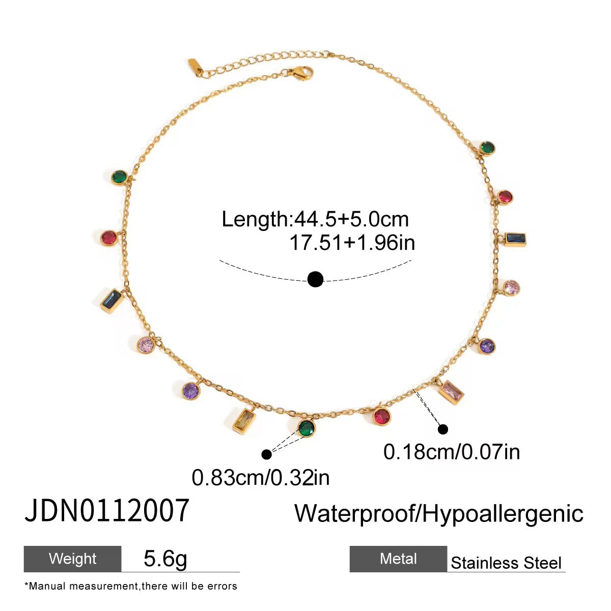 Multi-Colored Charms Gold Plated Necklace