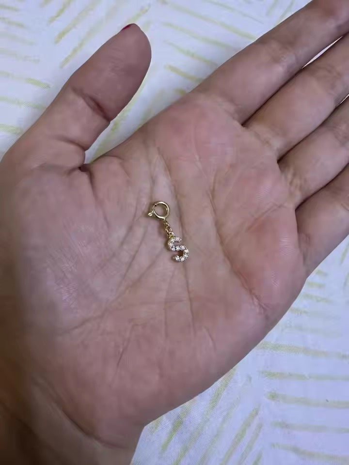 Customizable Initial Charm with Sparkle â€“ Add to Any Jewelry Piece